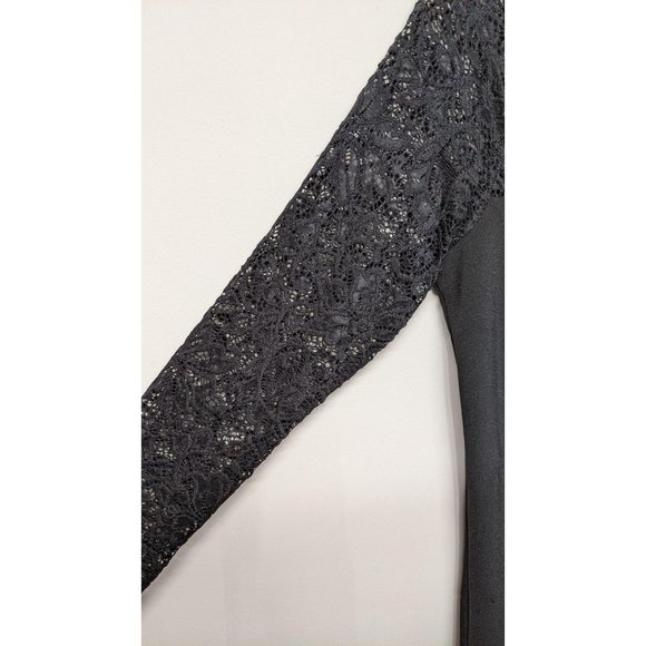 Kimi + Kai "Elle" Lace Trim Mini  Maternity Dress Long Sleeves Black Size Small - Picture 5 of 10